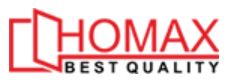 Logo of Homax. Okna, drzwi, bramy garażowe, systemy aluminiowe